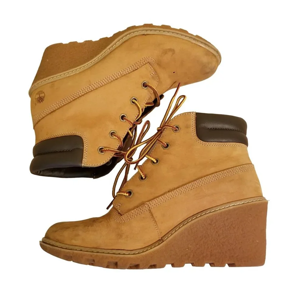 Timberland 7 Wheat Booties‎ Wedge Ankle Boots Leather 6 in Chukka AMSTON